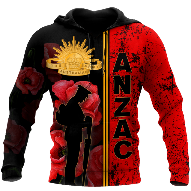 Premium Anzac Day Australian Army Poppy 3D Printed Unisex Shirts TN NTN03042104