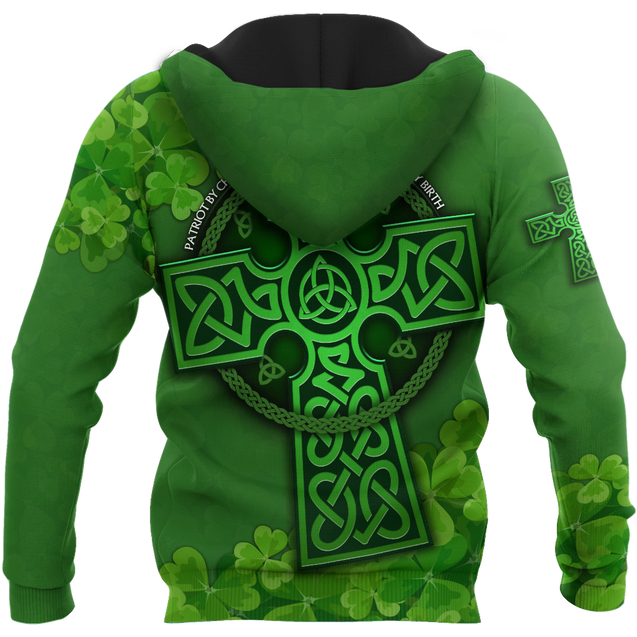 Premium Unisex Hoodie Irish St.Patrick  Celtic Cross And Shamrock  ML