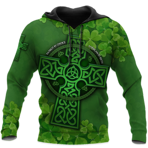 Premium Unisex Hoodie Irish St.Patrick  Celtic Cross And Shamrock  ML