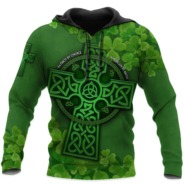 Premium Unisex Hoodie Irish St.Patrick  Celtic Cross And Shamrock  ML