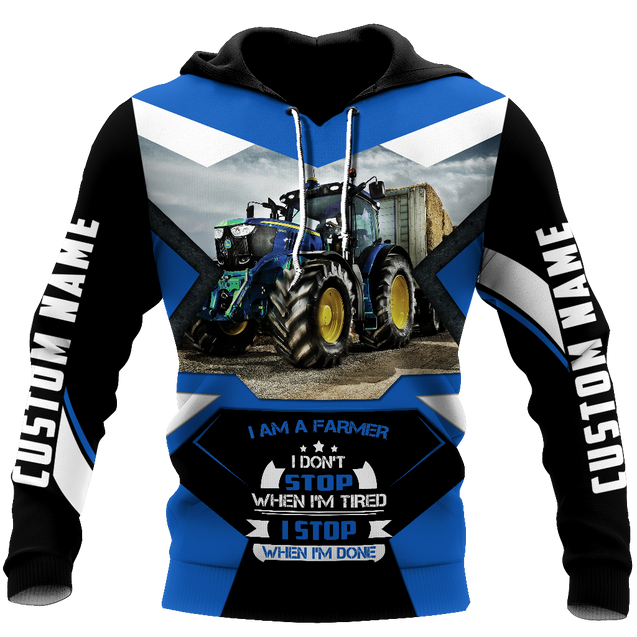 3D All Over Printed Tractor  Blue Unisex Shirts Custom Name XT PD04022101-S2