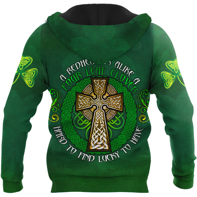 Premium Unisex Hoodie Irish St.Patrick  Celtic Cross And Shamrock  ML