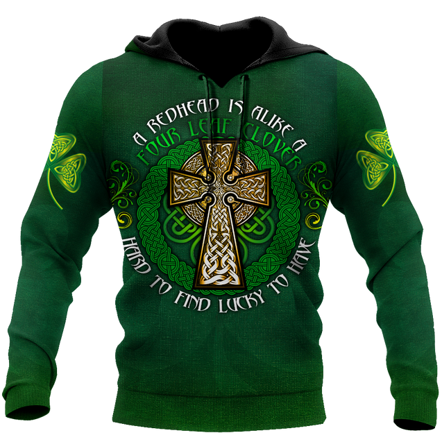 Premium Unisex Hoodie Irish St.Patrick  Celtic Cross And Shamrock  ML