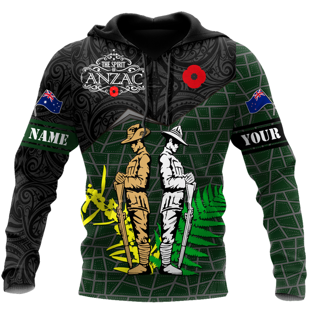 Premium Unisex Hoodie Personalized Remember Anzac Day Fern And Kiwi ML