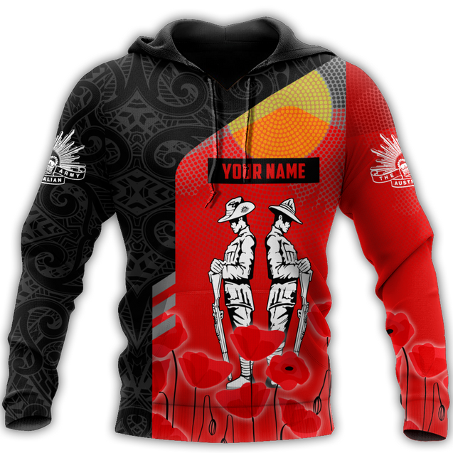 Premium Unisex Hoodie Personalized Remember Anzac Day Maori Tattoo And Aboriginal ML