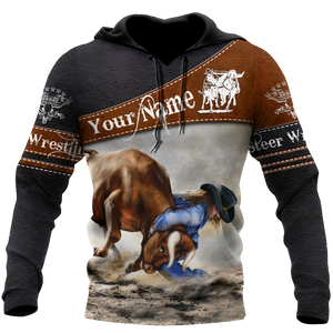 Personalized Name Bull Riding 3D All Over Printed Unisex Shirts Steer Wrestling