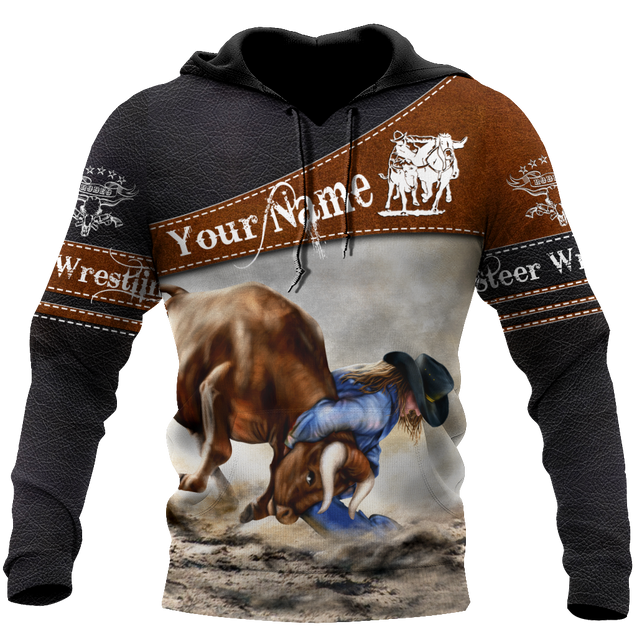 Personalized Name Bull Riding 3D All Over Printed Unisex Shirts Steer Wrestling