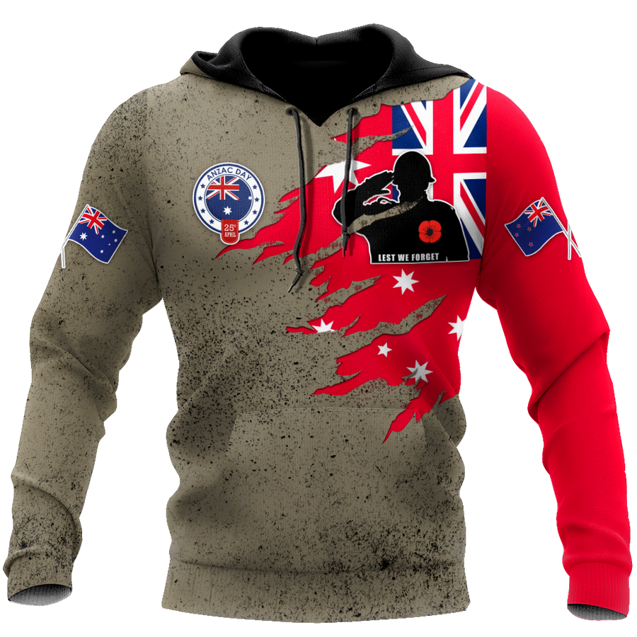 Anzac day remembrance Kiwi and Australia Veteran uniforms 3D print shirt