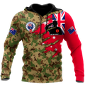 Anzac day remembrance Kiwi and Australia Veteran Camo 3D print shirt