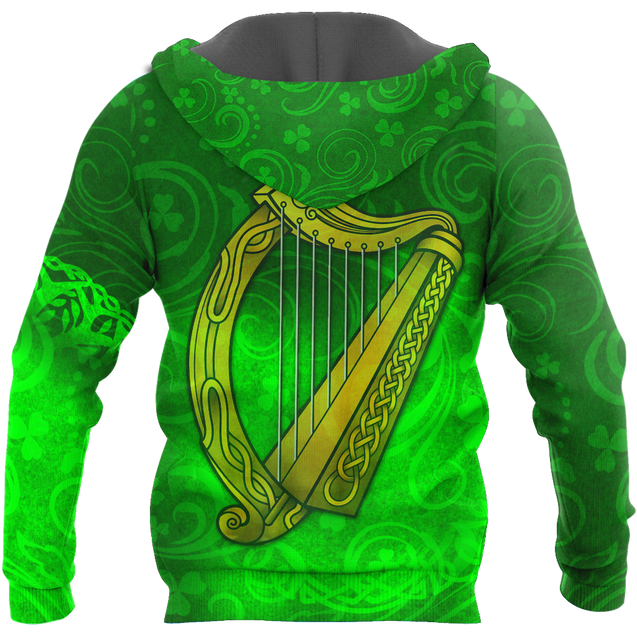 Premium Unisex Hoodie Irish St.Patrick  Celtic Cross And The Irish Harp ML