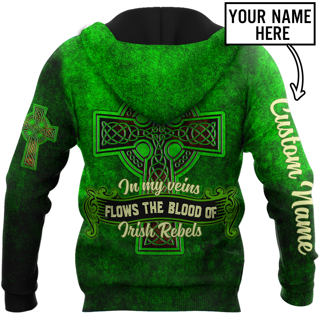 Irish Rebels St.Patrick day 3d hoodie shirt for men and women custom name