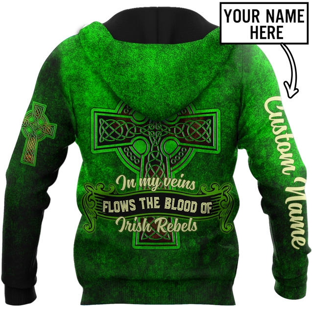 Irish Rebels St.Patrick day 3d hoodie shirt for men and women custom name