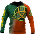 Irish St.Patrick celtic 3d hoodie shirt for men and women custom name