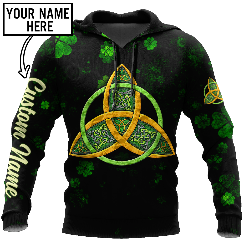 Irish St.Patrick day Celtic 3d hoodie shirt for men and women custom name