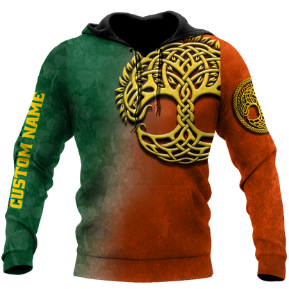 Irish St.Patrick day tree of life 3d hoodie shirt for men and women custom name