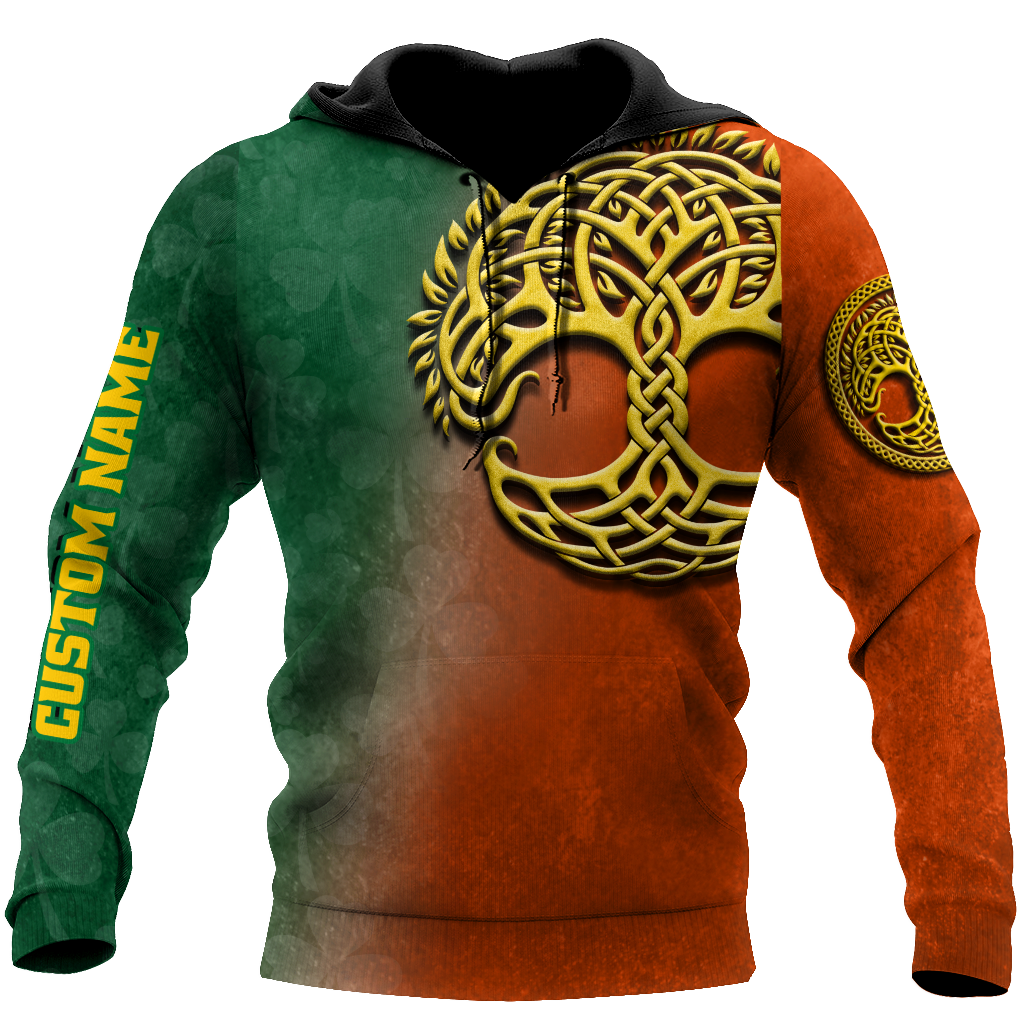 Irish St.Patrick day tree of life 3d hoodie shirt for men and women custom name