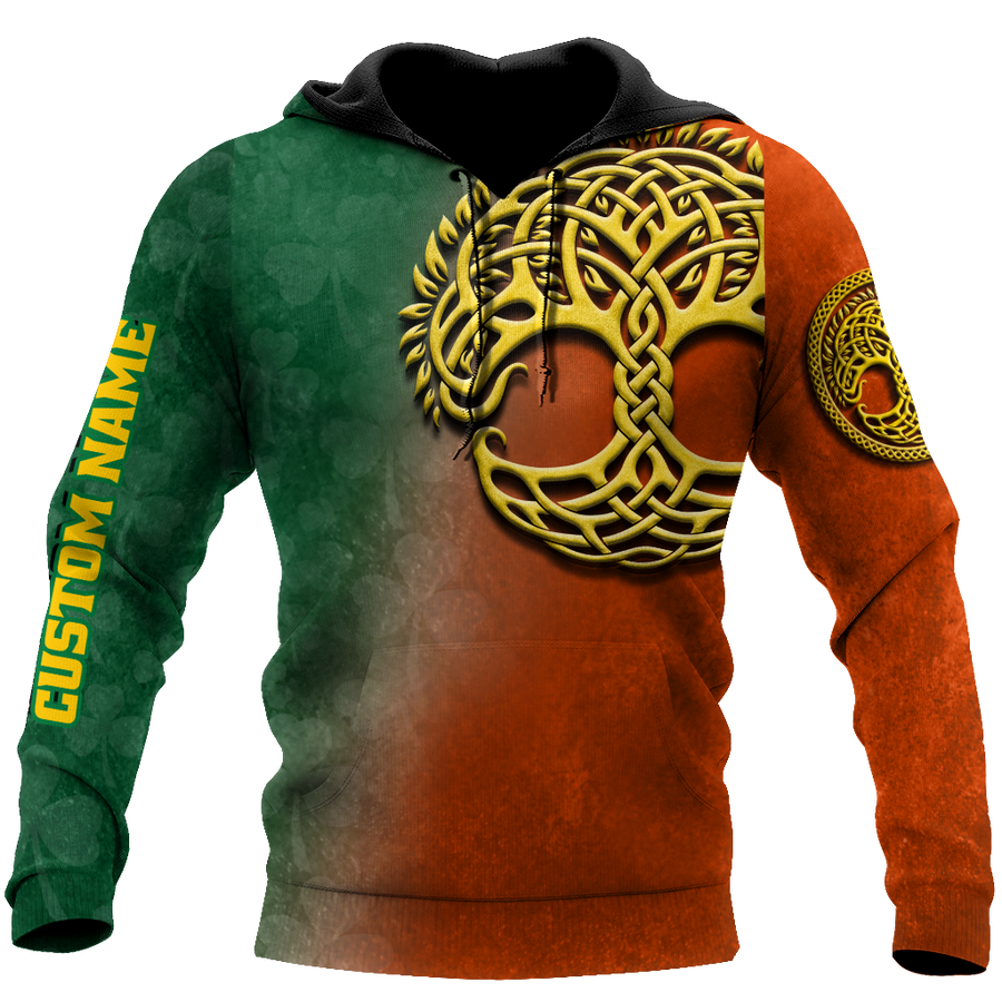 Irish St.Patrick day tree of life 3d hoodie shirt for men and women custom name