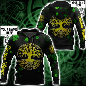 Irish tree of life St.Patrick day 3d hoodie shirt for men and women custom name