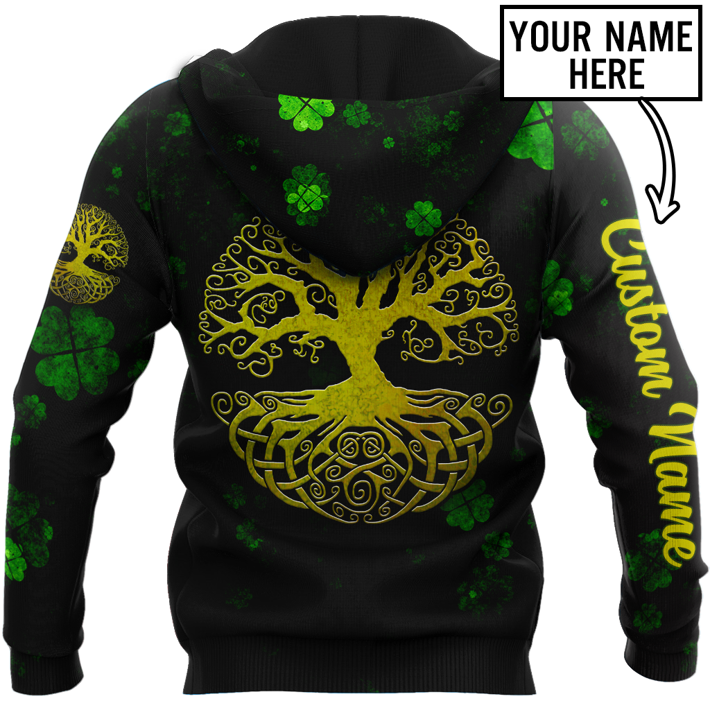 Irish tree of life St.Patrick day 3d hoodie shirt for men and women custom name