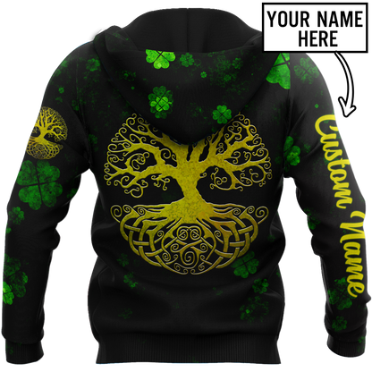 Irish tree of life St.Patrick day 3d hoodie shirt for men and women custom name