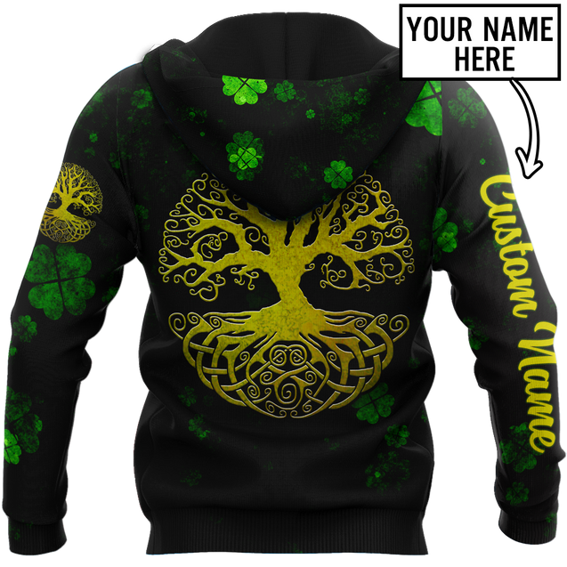 Irish tree of life St.Patrick day 3d hoodie shirt for men and women custom name