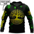 Irish tree of life St.Patrick day 3d hoodie shirt for men and women custom name