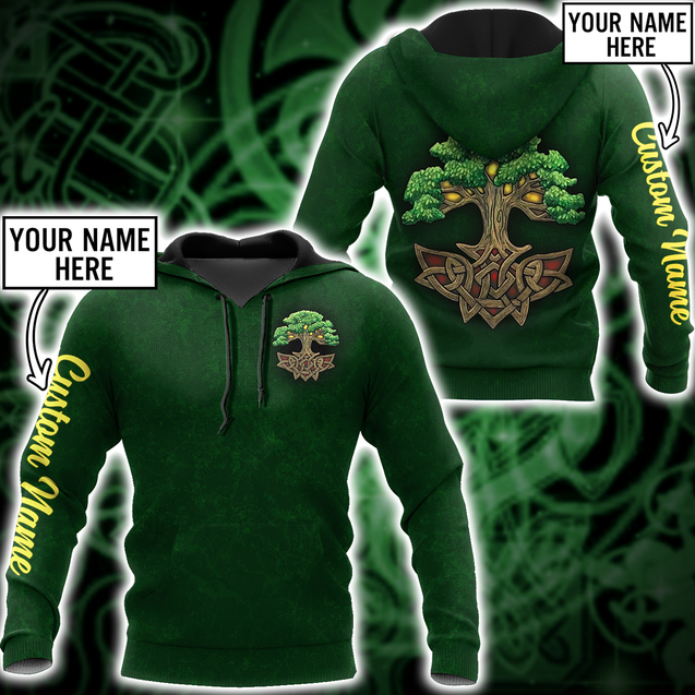 Irish tree of life St.Patrick day 3d hoodie shirt for men and women custom name