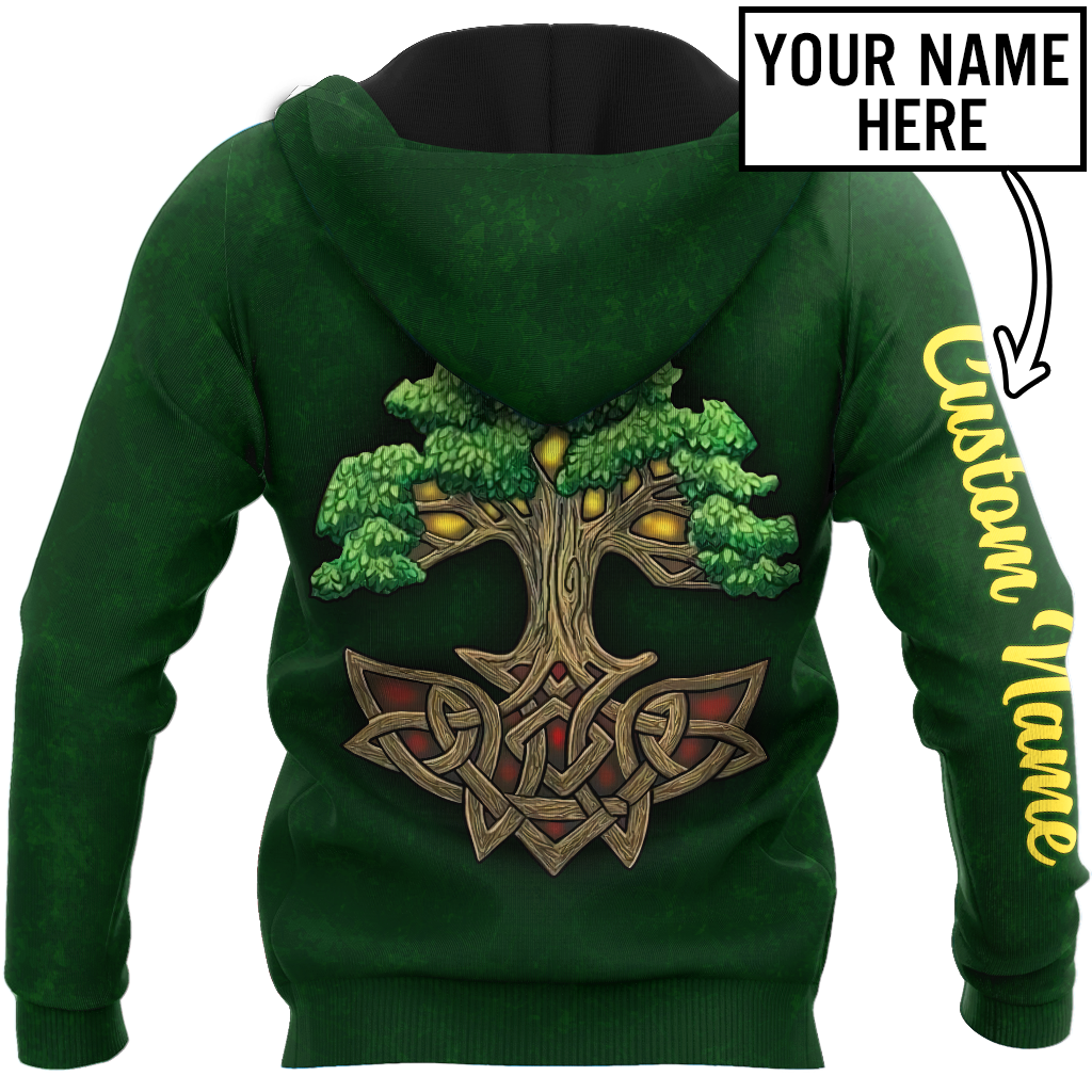 Irish tree of life St.Patrick day 3d hoodie shirt for men and women custom name