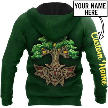 Irish tree of life St.Patrick day 3d hoodie shirt for men and women custom name