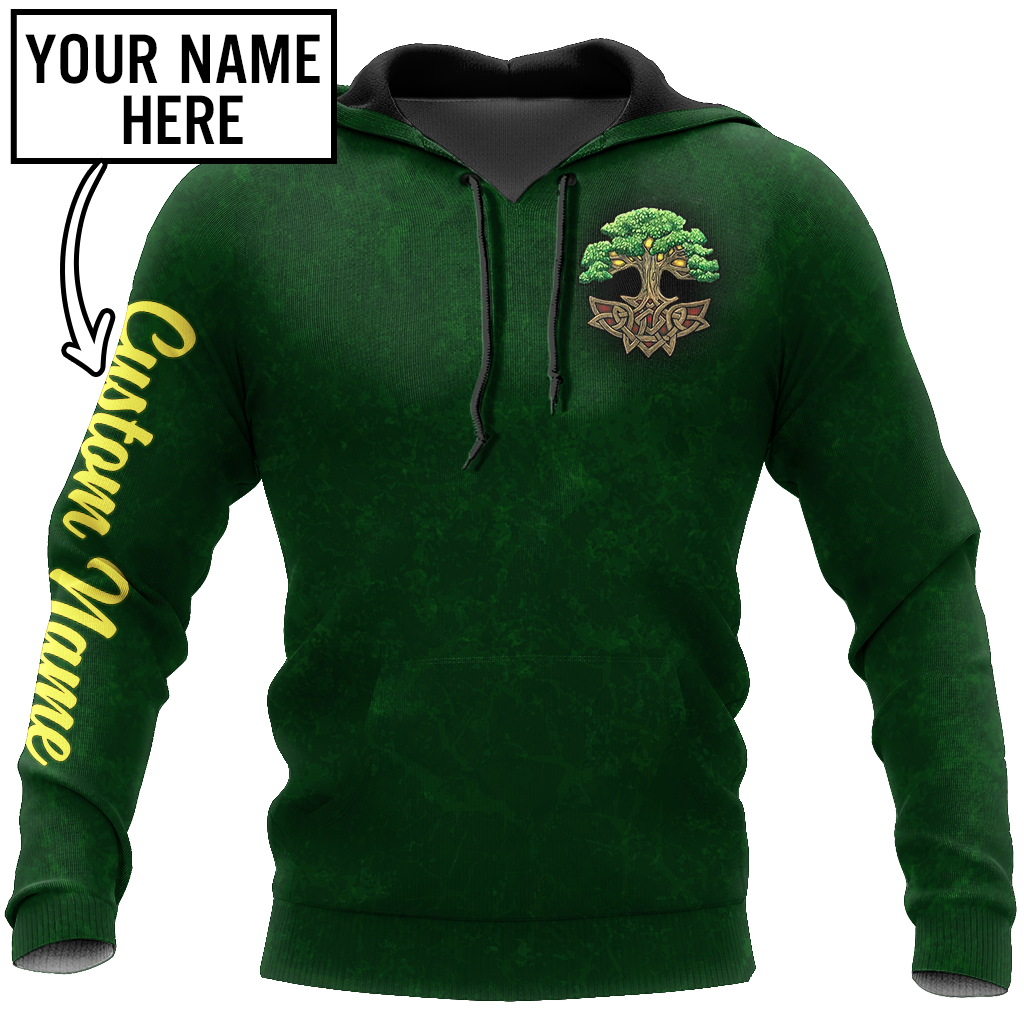 Irish tree of life St.Patrick day 3d hoodie shirt for men and women custom name