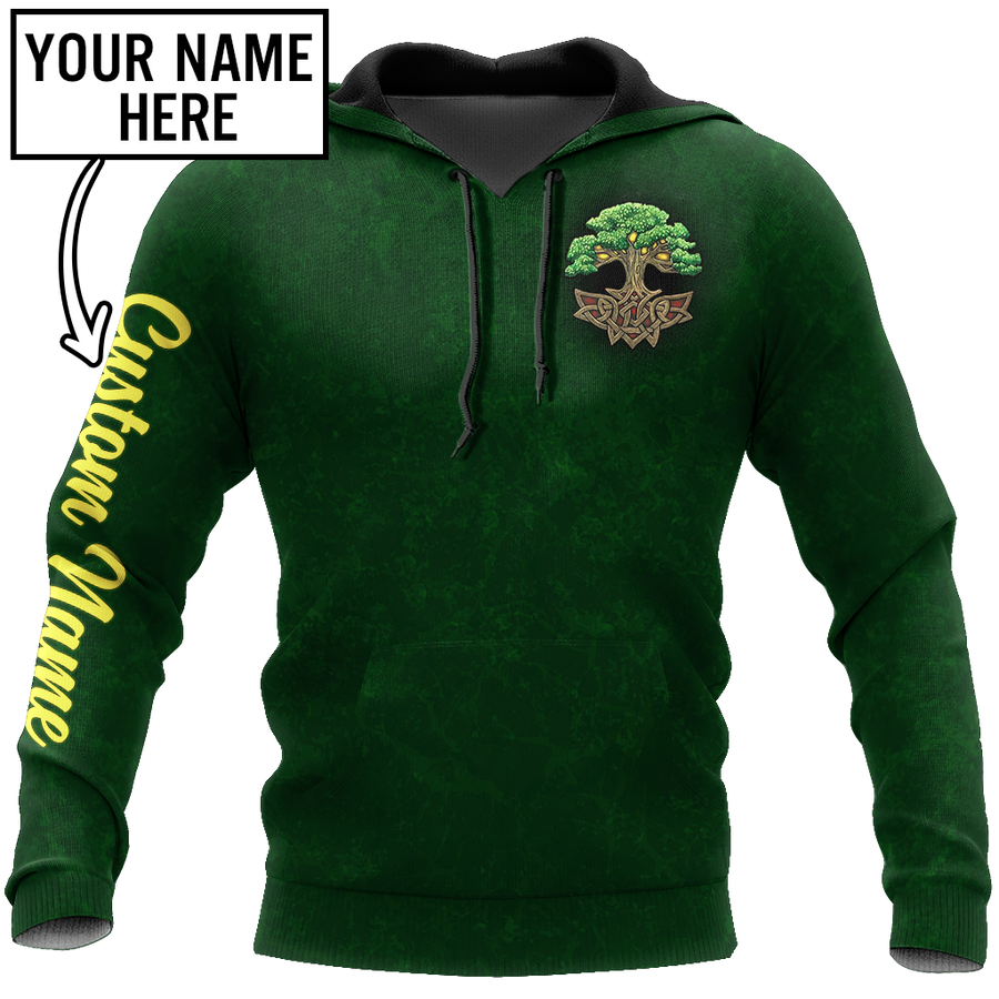 Irish tree of life St.Patrick day 3d hoodie shirt for men and women custom name