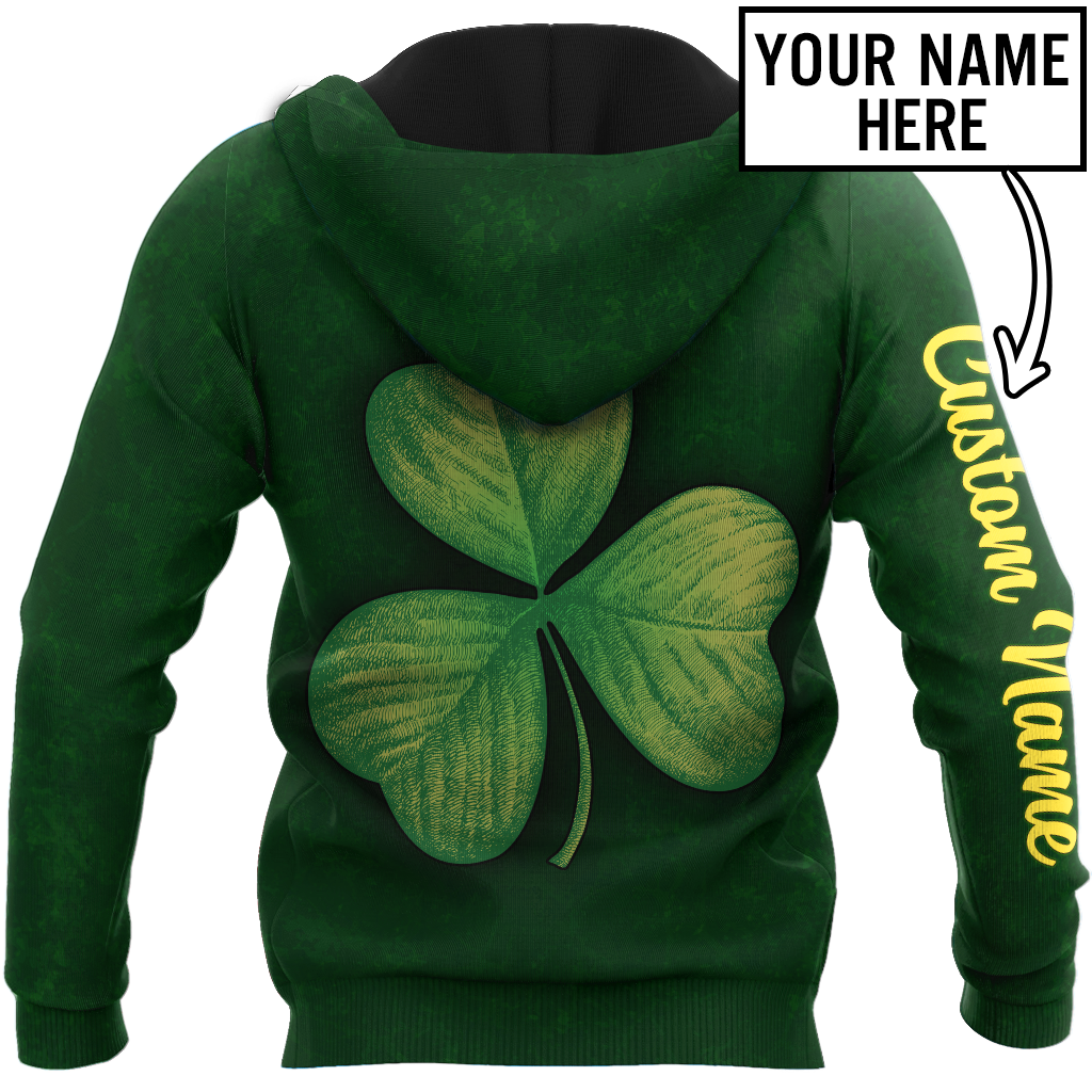 Irish shamrock St.Patrick day 3d hoodie shirt for men and women custom name