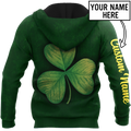 Irish shamrock St.Patrick day 3d hoodie shirt for men and women custom name