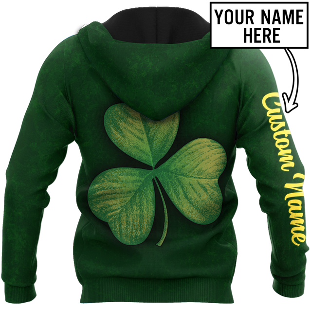 Irish shamrock St.Patrick day 3d hoodie shirt for men and women custom name