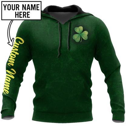 Irish shamrock St.Patrick day 3d hoodie shirt for men and women custom name