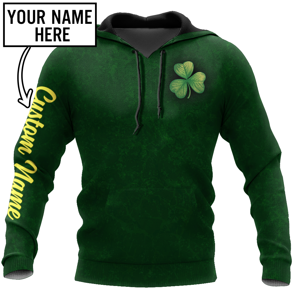 Irish shamrock St.Patrick day 3d hoodie shirt for men and women custom name