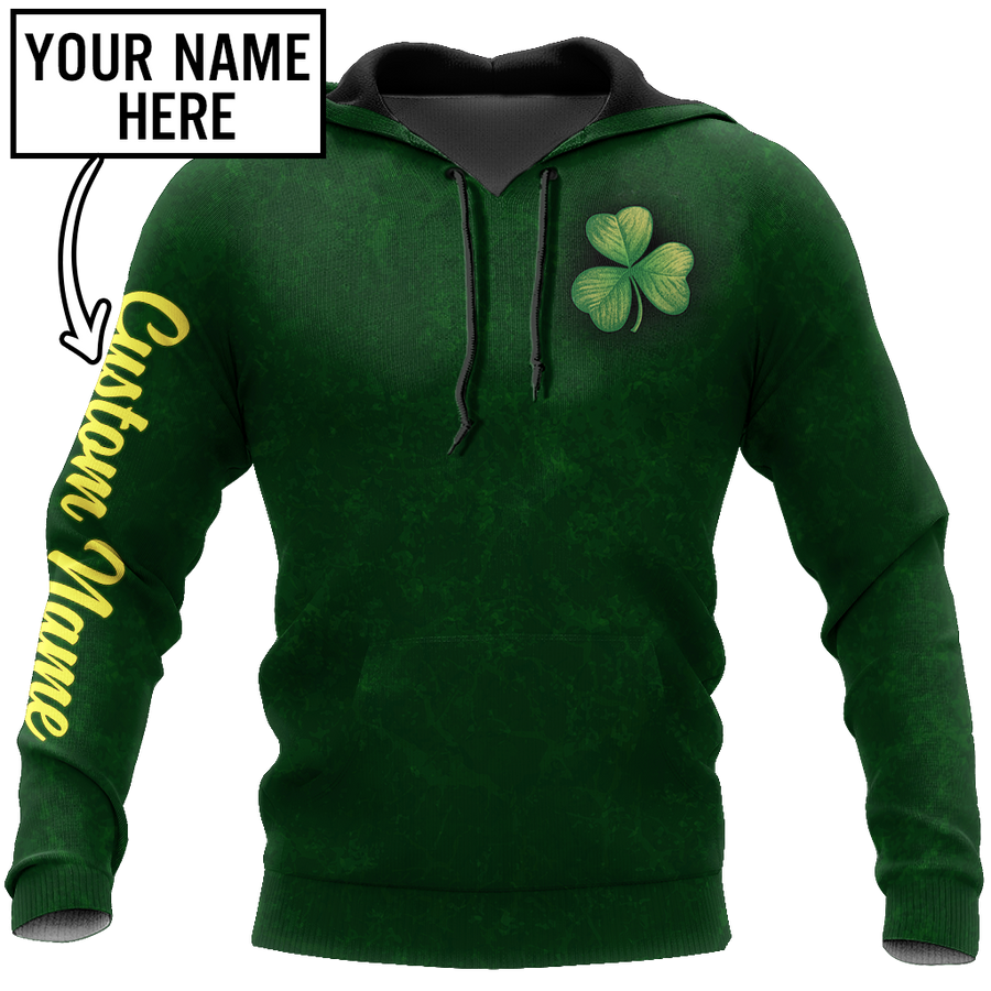 Irish shamrock St.Patrick day 3d hoodie shirt for men and women custom name