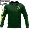 Irish shamrock St.Patrick day 3d hoodie shirt for men and women custom name