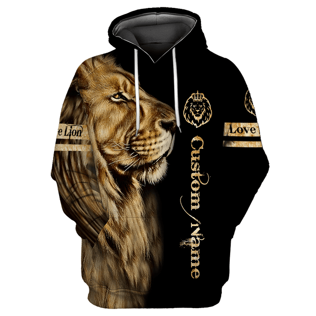 Customize Name Love Lion 3D All Over Printed Unisex Shirt