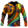 Aboriginal Green Turtles Australia Painting Art 3D design Fleece Zip-Up Hoodie