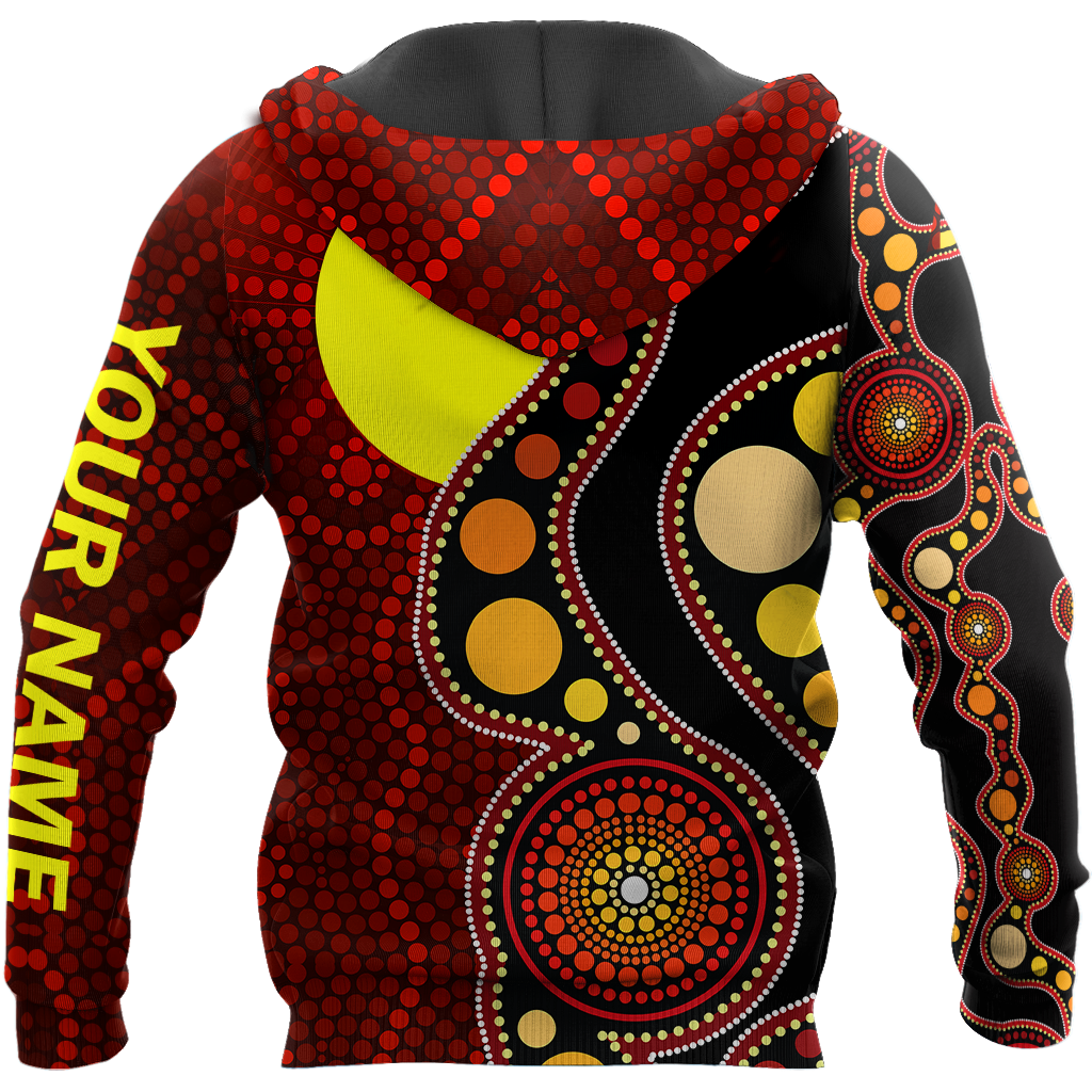 Custom name Aboriginal Flag Circle Dot Painting Art 3D design shirts