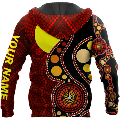 Custom name Aboriginal Flag Circle Dot Painting Art 3D design shirts