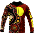 Custom name Aboriginal Flag Circle Dot Painting Art 3D design shirts