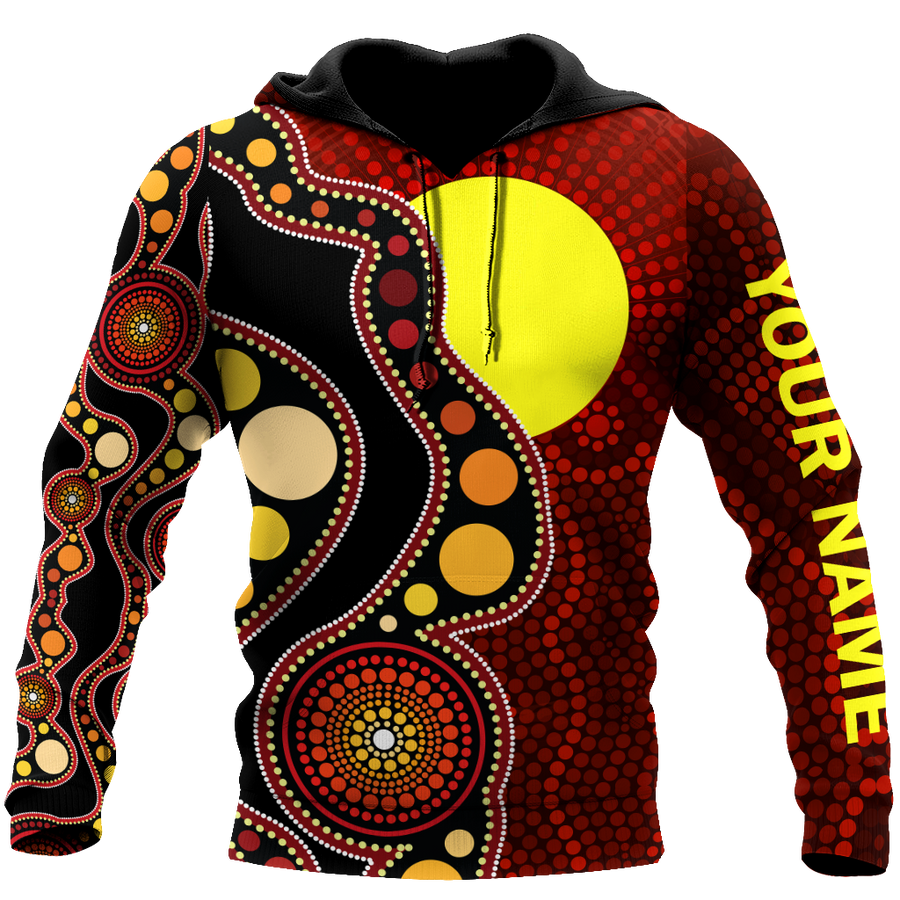 Custom name Aboriginal Flag Circle Dot Painting Art 3D design shirts