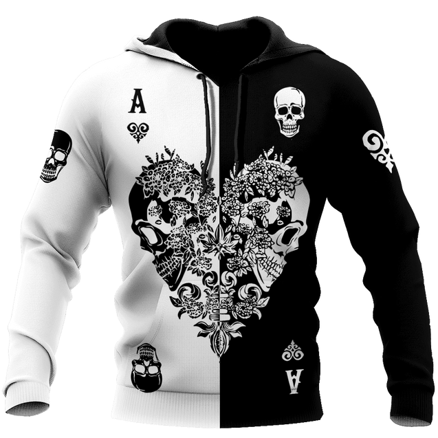 Ace Heart Skull Gothic Art 3D All Over Printed Unisex Shirts