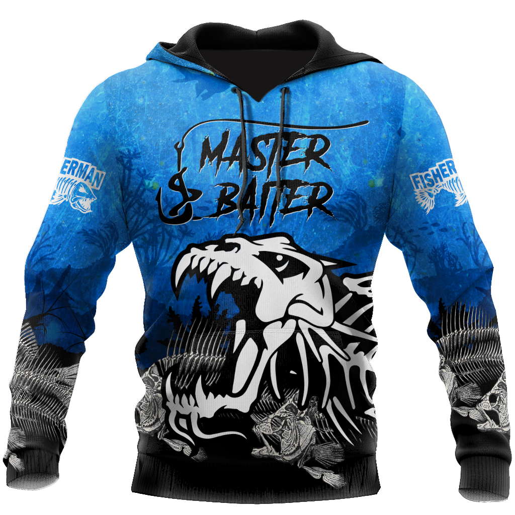 Master Baiter fishing custom name blue design 3d print shirts