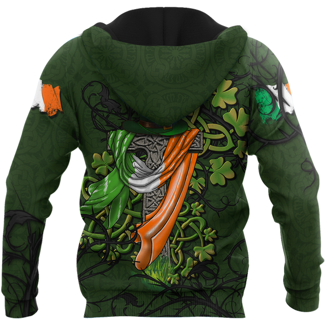 Premium Unisex Hoodie Irish St.Patrick Celtic Cross And Ireland Flag ML