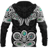 New Zealand Aotearoa Maori Tiki Silver Fern Paua Shell Unisex Deluxe Hoodie ML