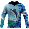 Custom name Marlin Fishing Camo 3D Design print shirts