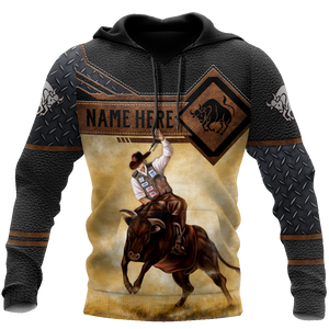 Personalized Name Bull Riding 3D All Over Printed Unisex Shirts Cowboy Up